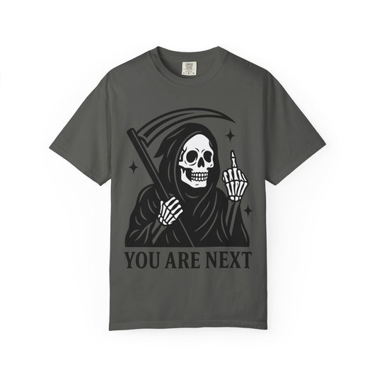 Grim Reaper T-Shirt, Unisex Graphic Tee, Halloween Apparel, Edgy Gift for Him/Her, Alternative Style Wear, Perfect for Parties