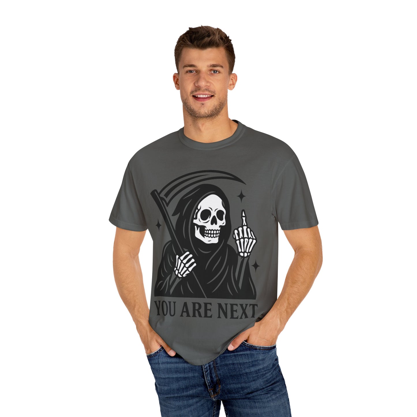 Grim Reaper T-Shirt, Unisex Graphic Tee, Halloween Apparel, Edgy Gift for Him/Her, Alternative Style Wear, Perfect for Parties