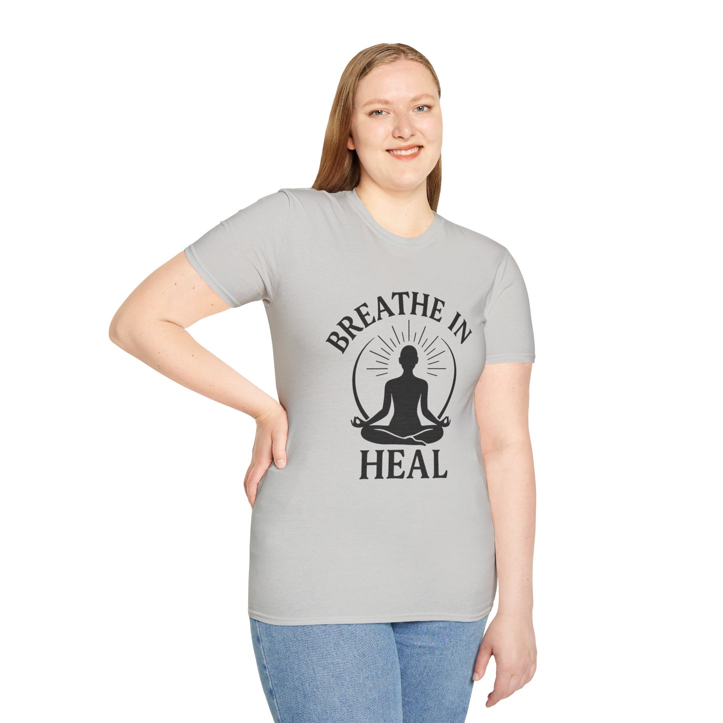 Meditation Wellness T-Shirt - Breathe In Heal, Yoga Apparel, Mindfulness Gift, Relaxation Tee, Spiritual Gift, Unisex Top