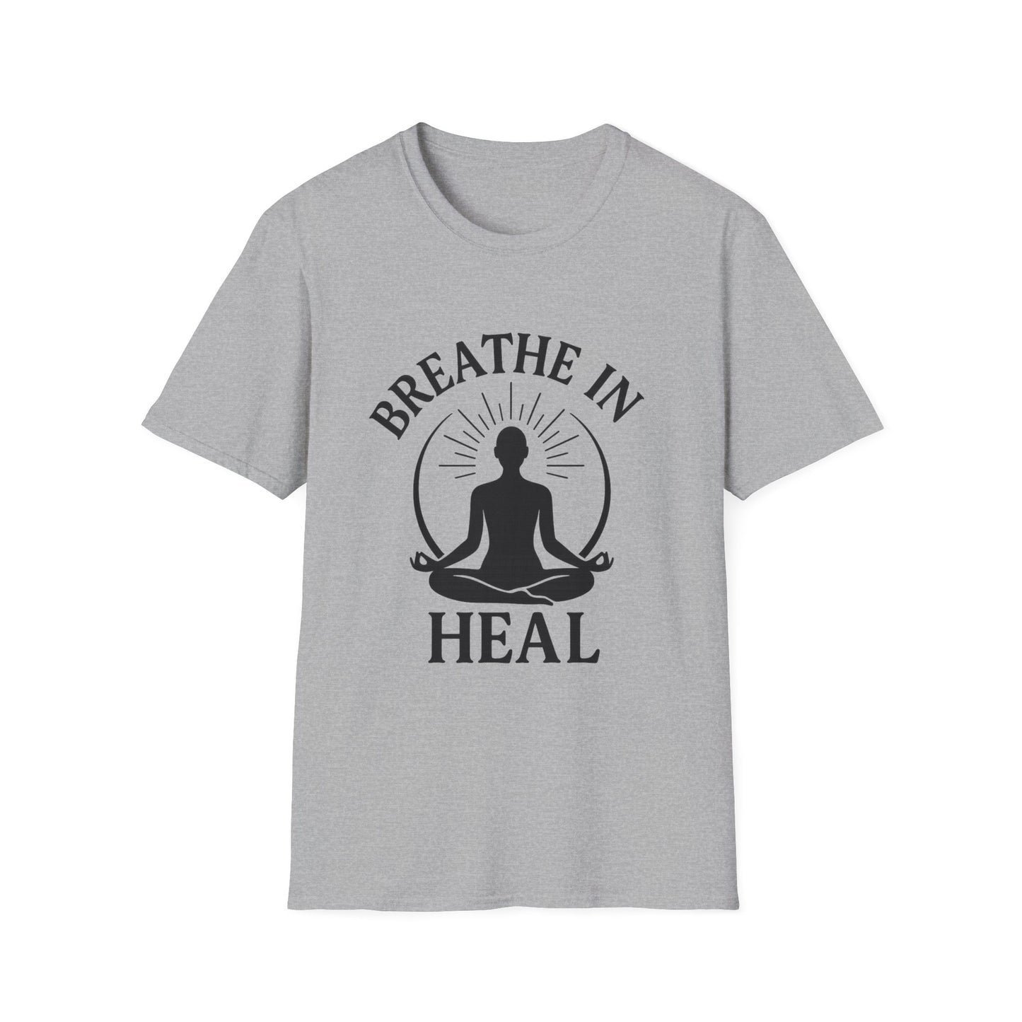 Meditation Wellness T-Shirt - Breathe In Heal, Yoga Apparel, Mindfulness Gift, Relaxation Tee, Spiritual Gift, Unisex Top