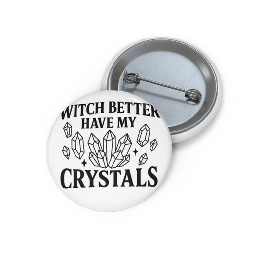 Witchy Pin Buttons, Custom Pins for Witches, Crystal Lovers Gifts, Funky Accessories, Magical Badge Pins, Unique Witch Craft