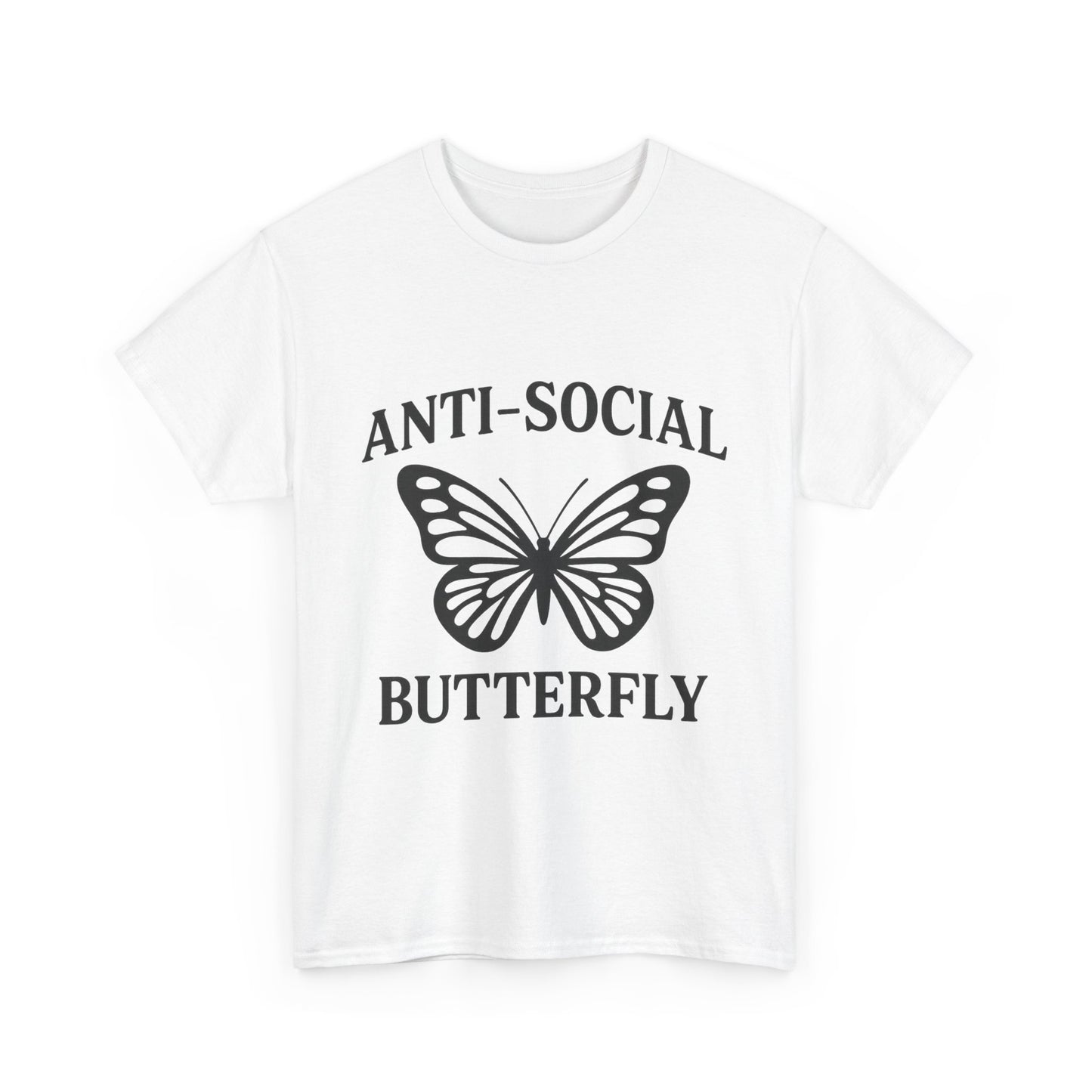 Anti-Social Butterfly Unisex Tee, Casual Wear, Gift for Introverts, Butterfly Graphic Tee, Fun T-Shirt for Friends
