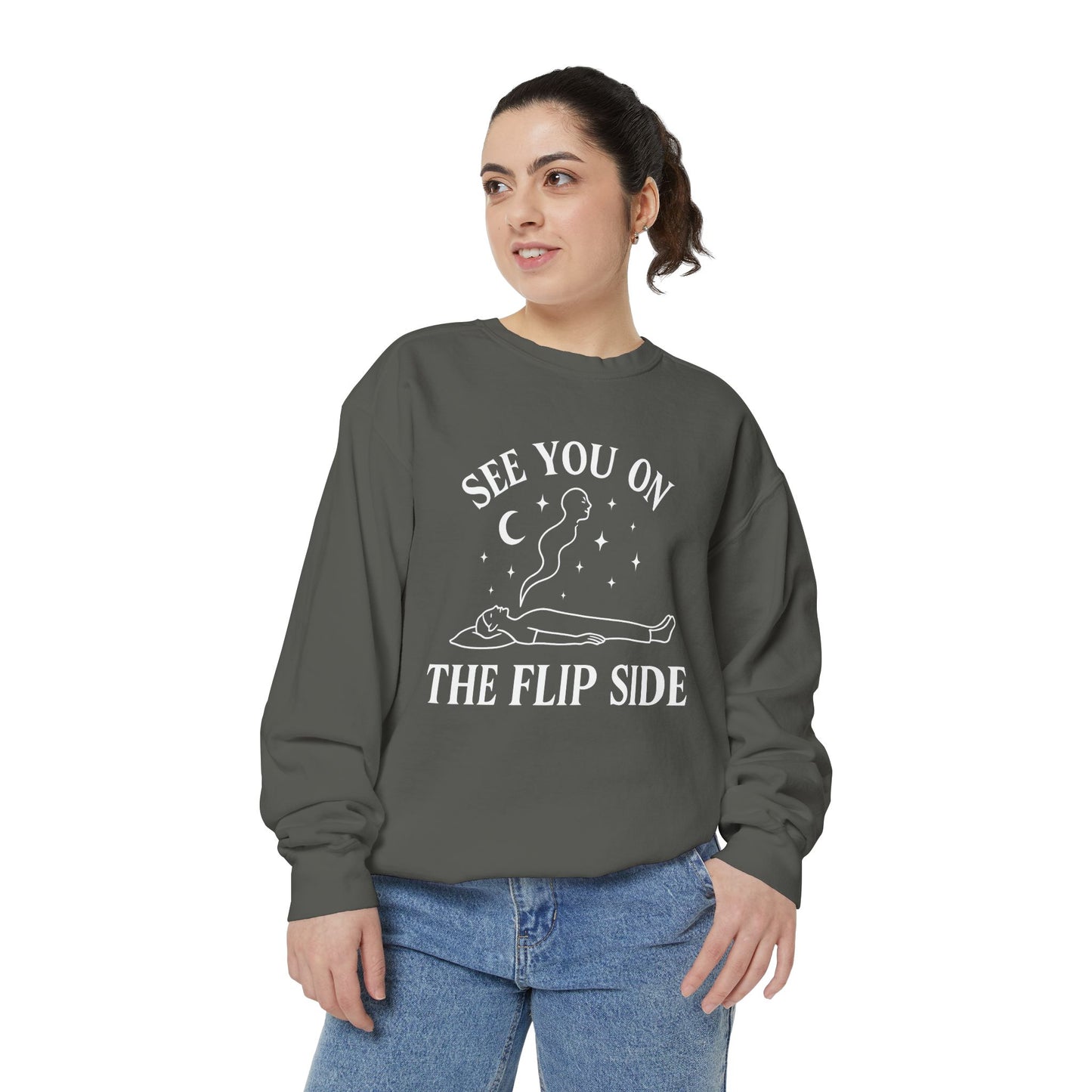 See You on the Flip Side Sweatshirt | Relaxed Unisex Style, Cozy Gift for Friends, Grunge Aesthetic, Casual Wear, Perfect for Fall