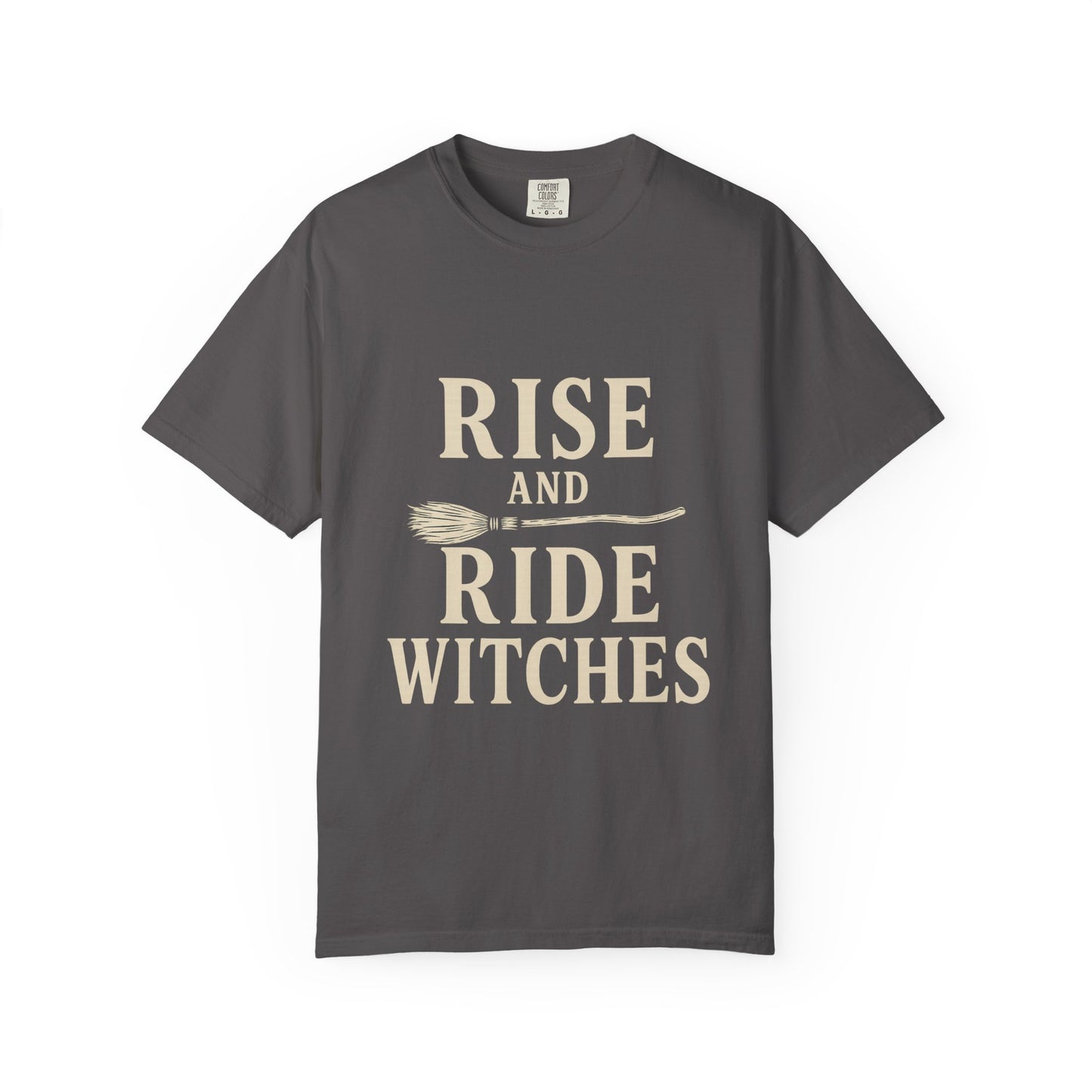 Let's Ride Garment-Dyed Unisex T-Shirt, Casual Tee, Witchy Apparel, Gift for Friends, Halloween Fashion, Cozy Everyday Wear