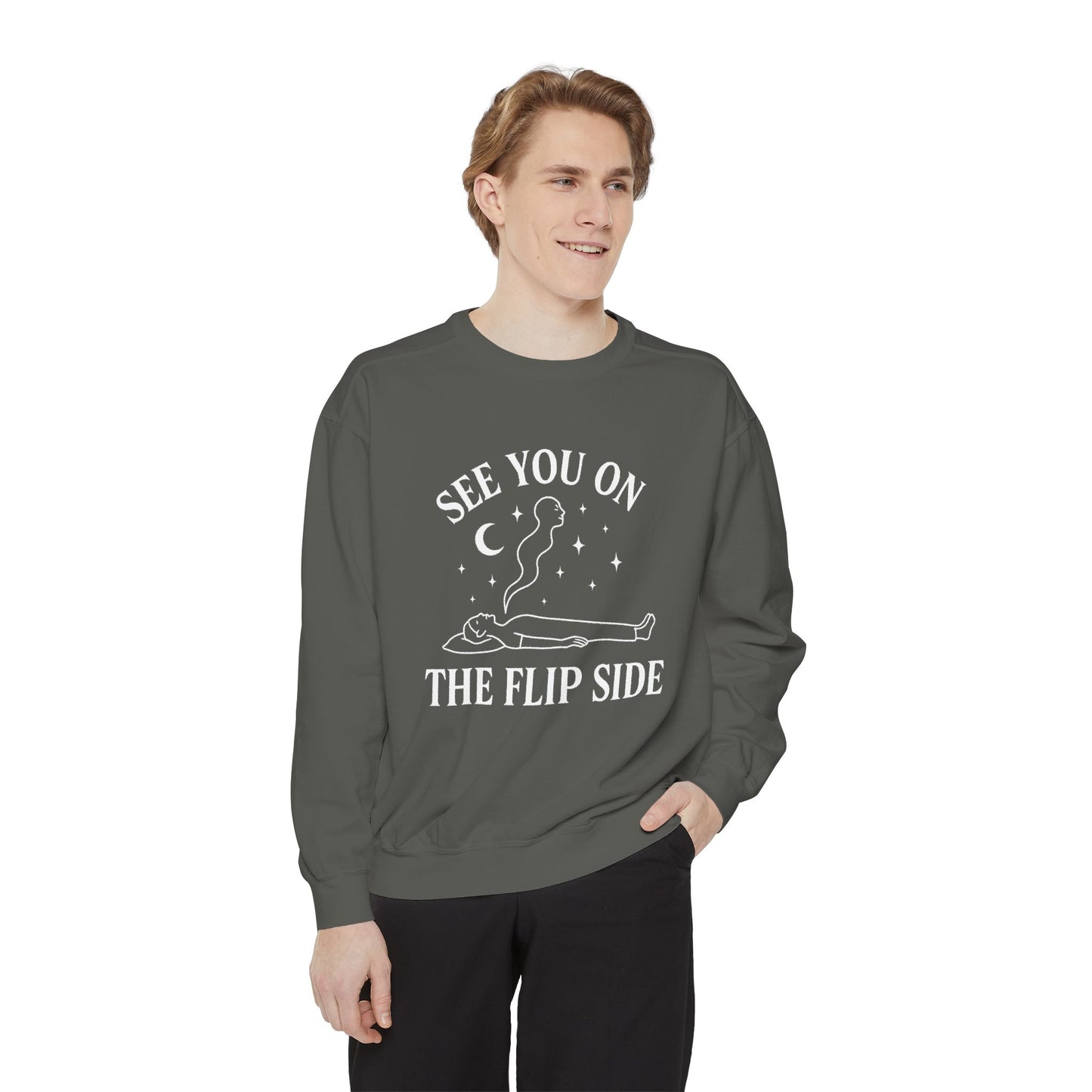 See You on the Flip Side Sweatshirt | Relaxed Unisex Style, Cozy Gift for Friends, Grunge Aesthetic, Casual Wear, Perfect for Fall