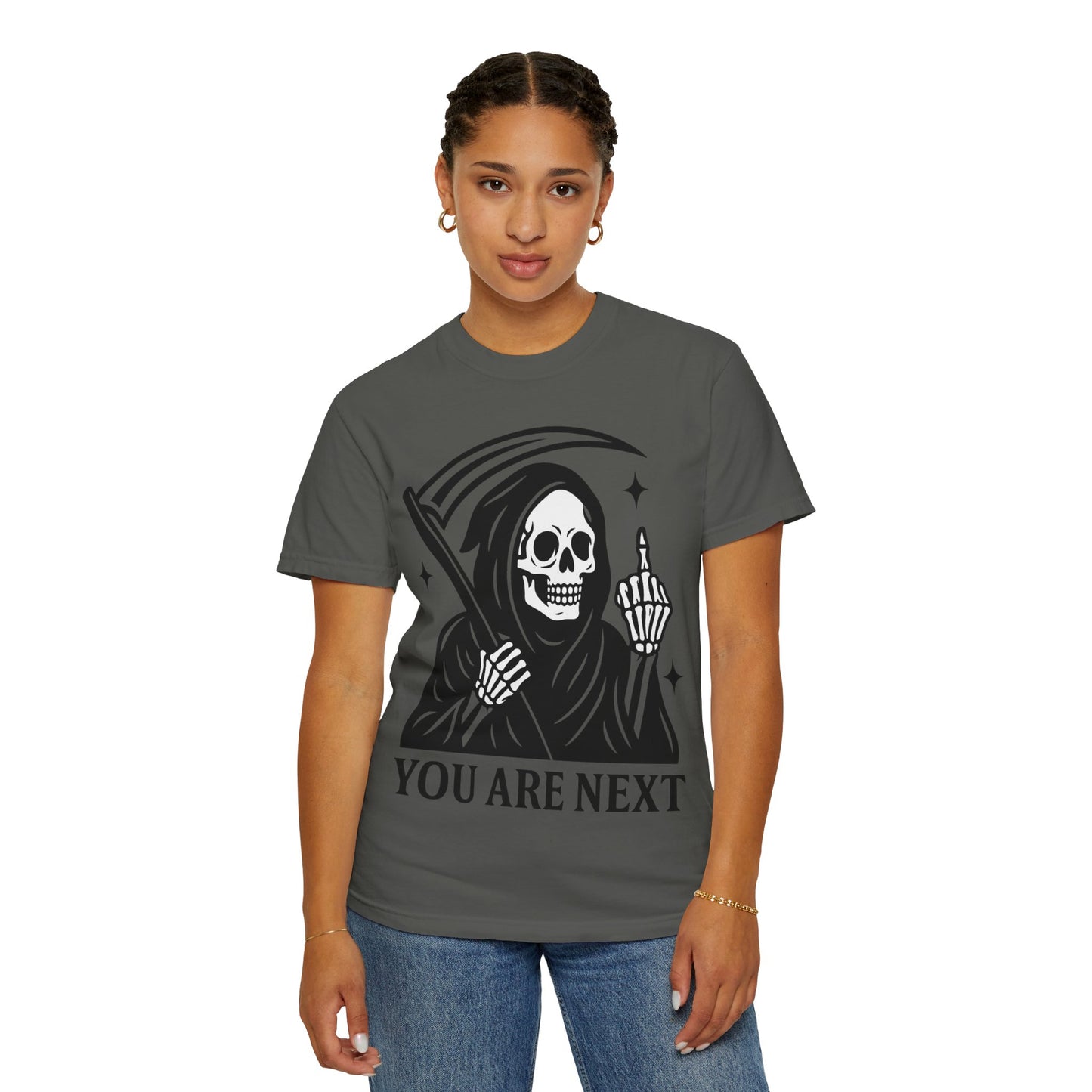 Grim Reaper T-Shirt, Unisex Graphic Tee, Halloween Apparel, Edgy Gift for Him/Her, Alternative Style Wear, Perfect for Parties