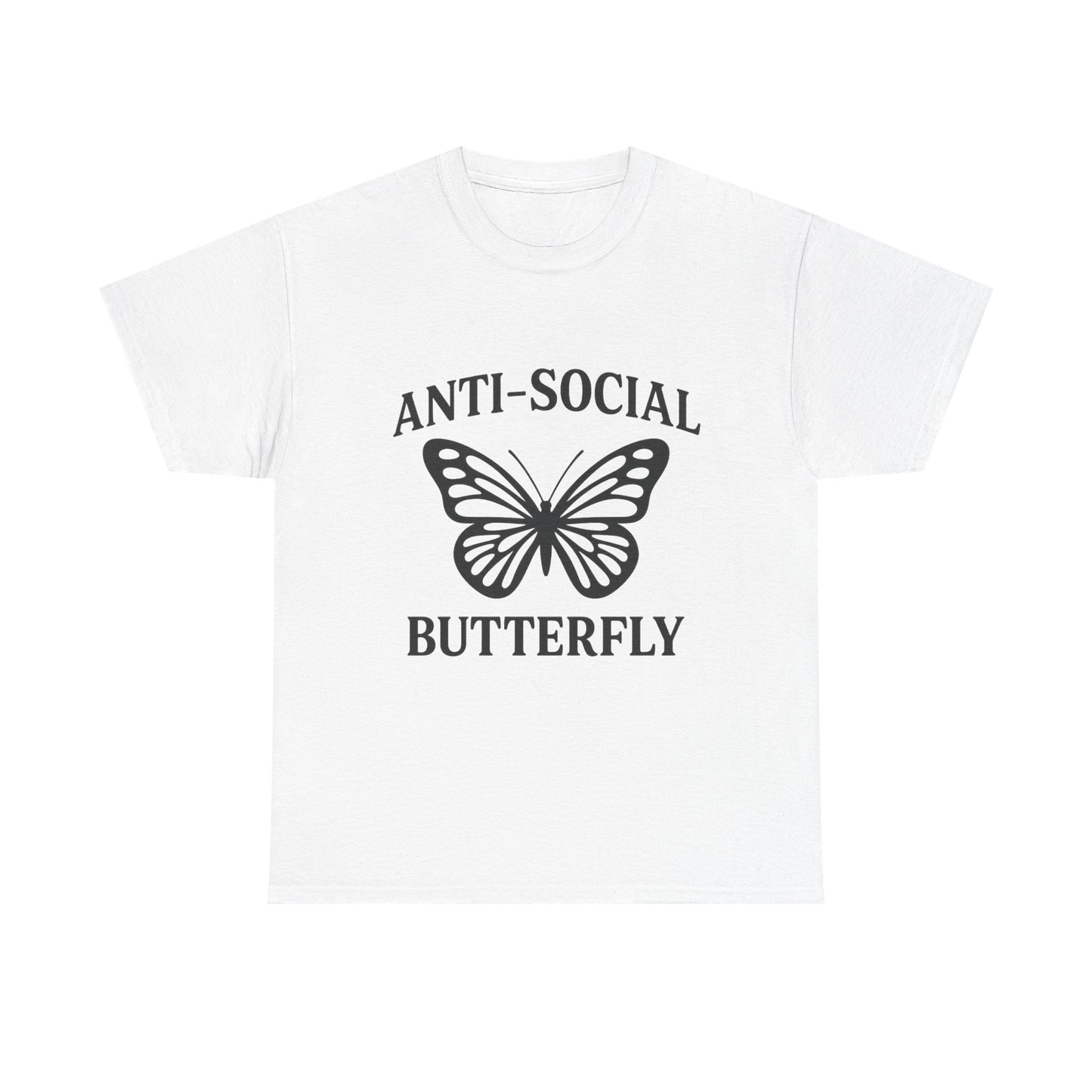 Anti-Social Butterfly Unisex Tee, Casual Wear, Gift for Introverts, Butterfly Graphic Tee, Fun T-Shirt for Friends