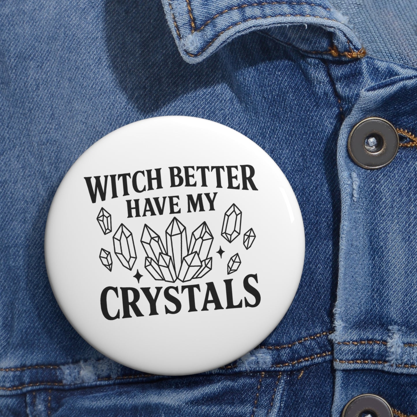 Witchy Pin Buttons, Custom Pins for Witches, Crystal Lovers Gifts, Funky Accessories, Magical Badge Pins, Unique Witch Craft