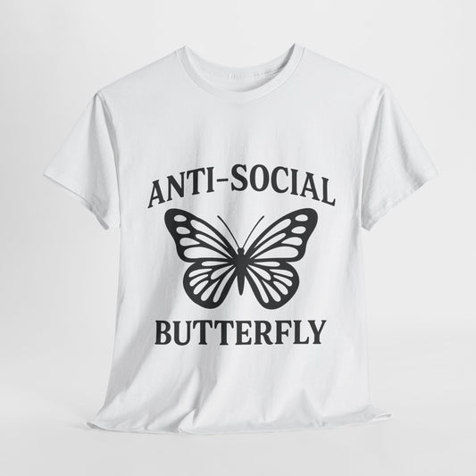 Anti-Social Butterfly Unisex Tee, Casual Wear, Gift for Introverts, Butterfly Graphic Tee, Fun T-Shirt for Friends